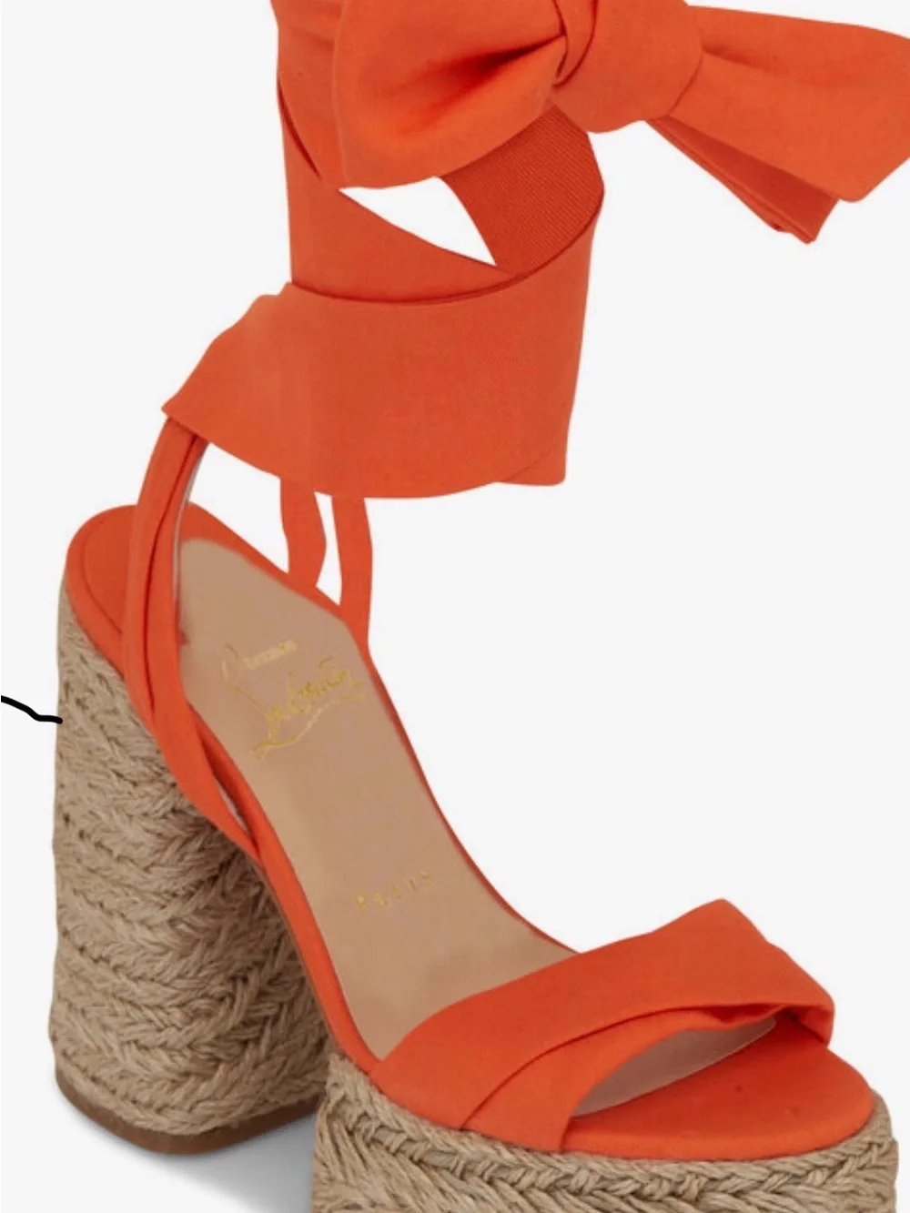 Christian Louboutin Mariza Du Desert 130 Orange Wrap-Ankle Platform Sandals